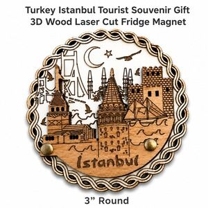 Adem Dizayn Istanbul Turkey Wooden 3D Layered Skyline Fridge Magnet Souvenir